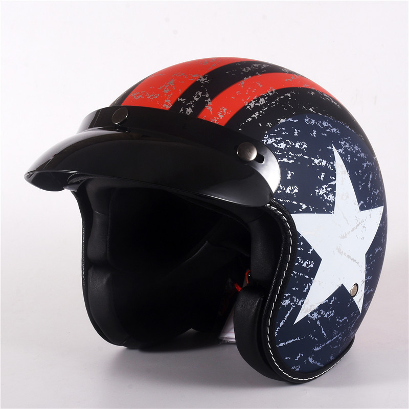 Vintage Open Face Retro Helmet - نصف الوجه خوذة دراجة نارية خمر