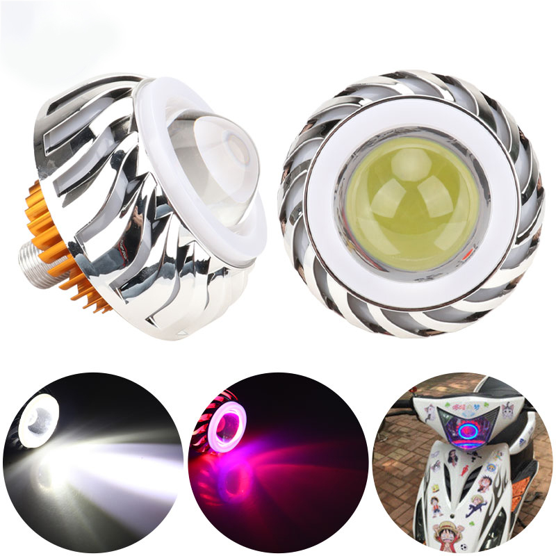 Universal Motorcycle Led Headlight Projector - مصباح أمامي للدراجات النارية بحلقتين LED
