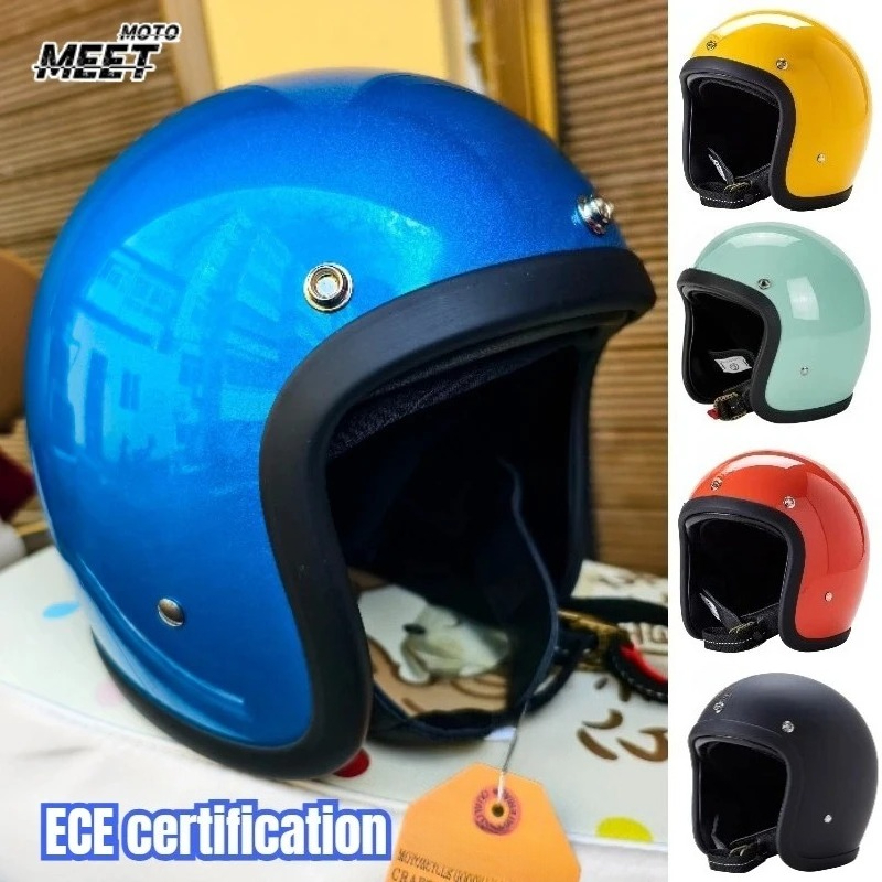 Vintage Open Face Retro Helmet - خوذة دراجة نارية مفتوحة الوجه على