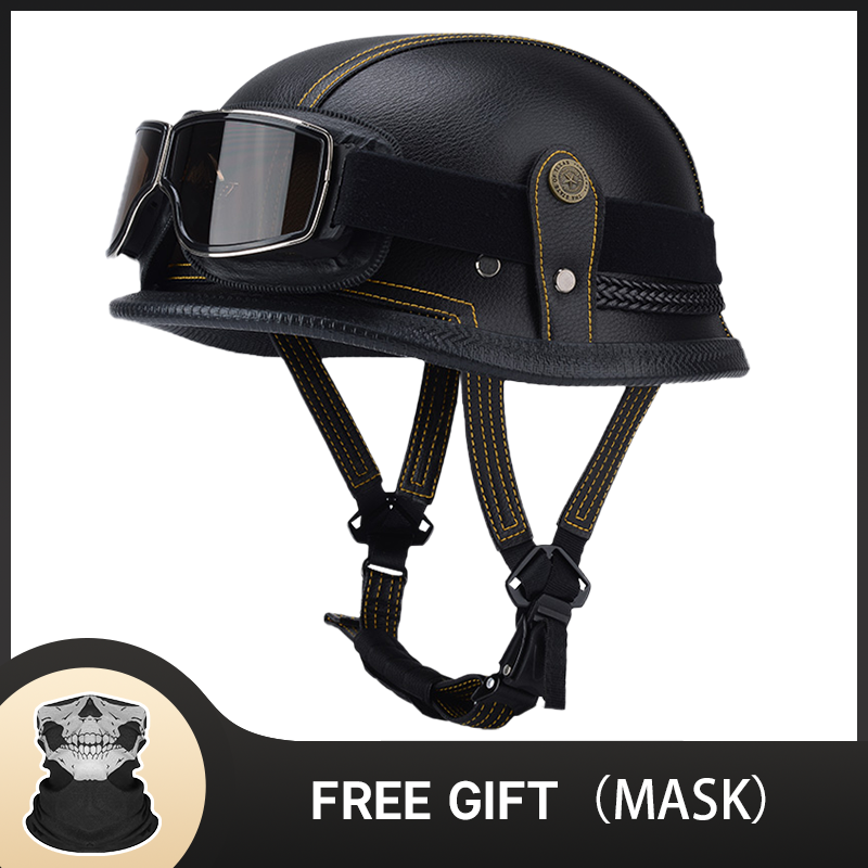 Vintage Open Face Retro Helmet - خوذة ألمانية نصف عتيقة كلاسيكية مفتوحة