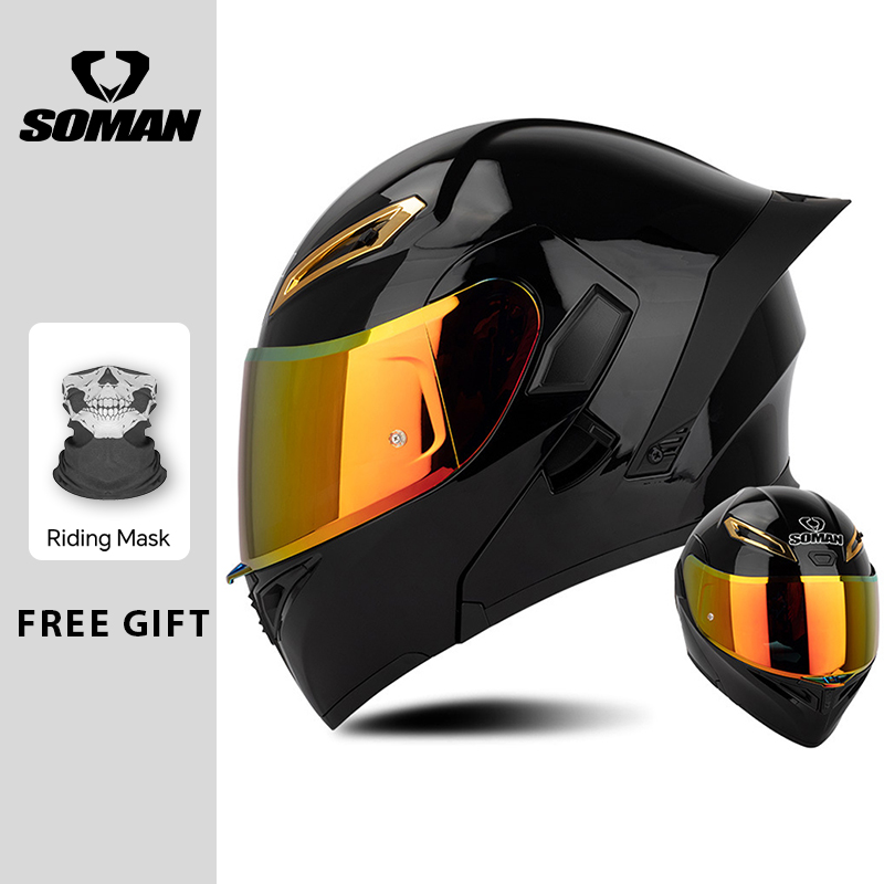 Dual Visor Motorcycle Racing Helmet - للجنسين DOT المعتمدة المزدوج قناع الوجه