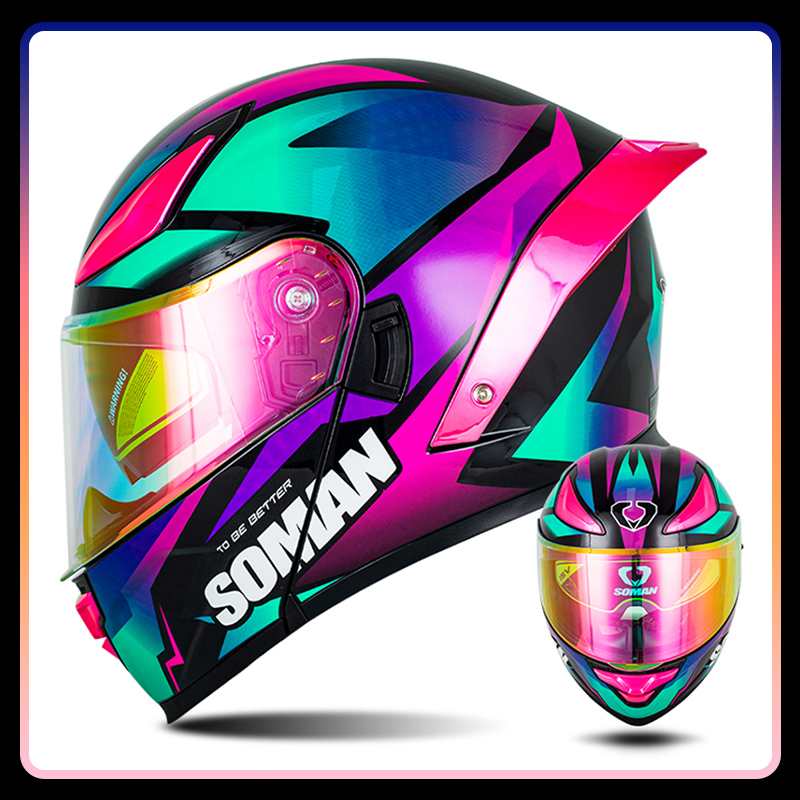 خوذة دراجة نارية كاملة الوجه م - مراجعة Modular Flip Up Motorcycle Helmet Dot Approved وسعره