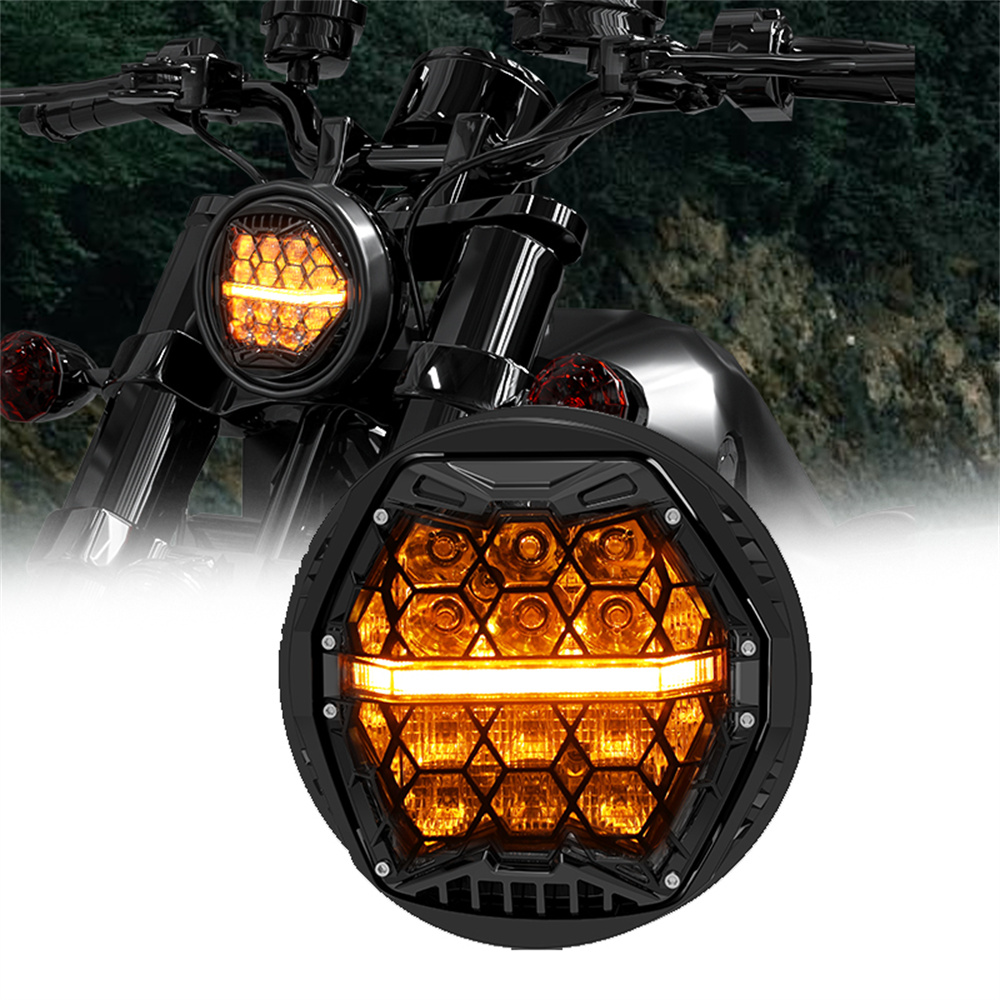 مصباح أمامي LED مستدير 5.75 بو - مراجعة Universal Motorcycle Led Headlight Projector وسعره