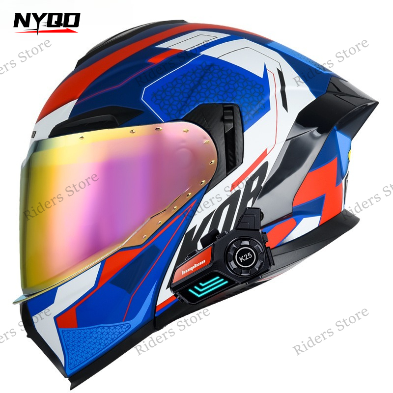 خوذة دراجة نارية معتمدة 3C قاب - مراجعة Full Face Motorcycle Helmet With Bluetooth وسعره
