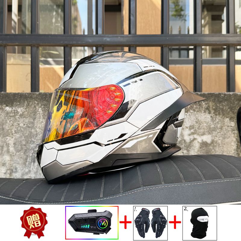 خوذة دراجة نارية ORZ بتقنية ال - مراجعة Full Face Motorcycle Helmet With Bluetooth وسعره