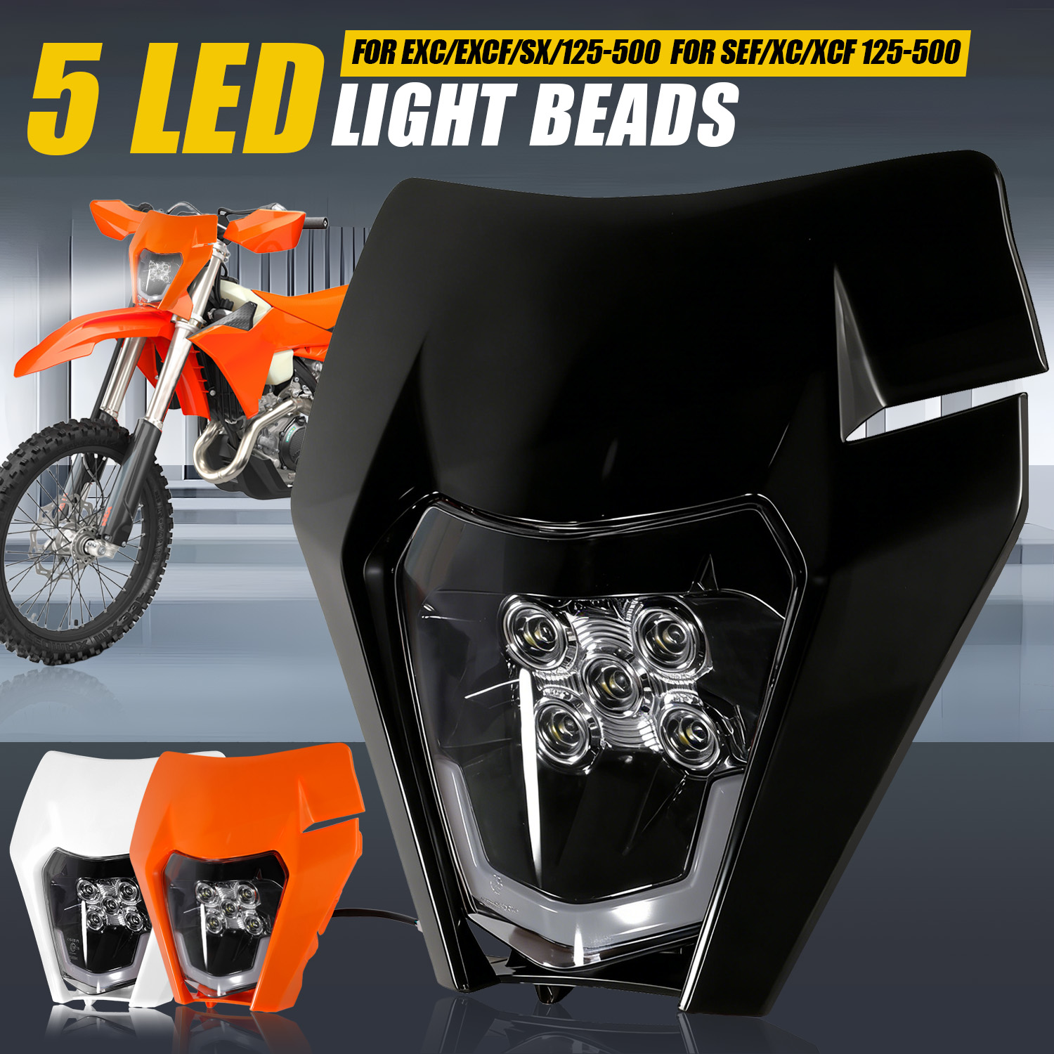 مصباح أمامي LED بخمسة مصابيح ع - مراجعة Universal Motorcycle Led Headlight Projector وسعره