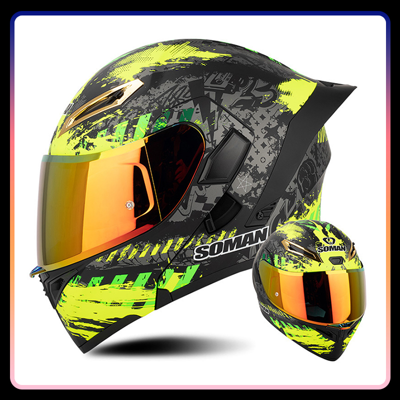 أربعة مواسم العالمي الوجه حتى  - مراجعة Dual Visor Motorcycle Racing Helmet وسعره