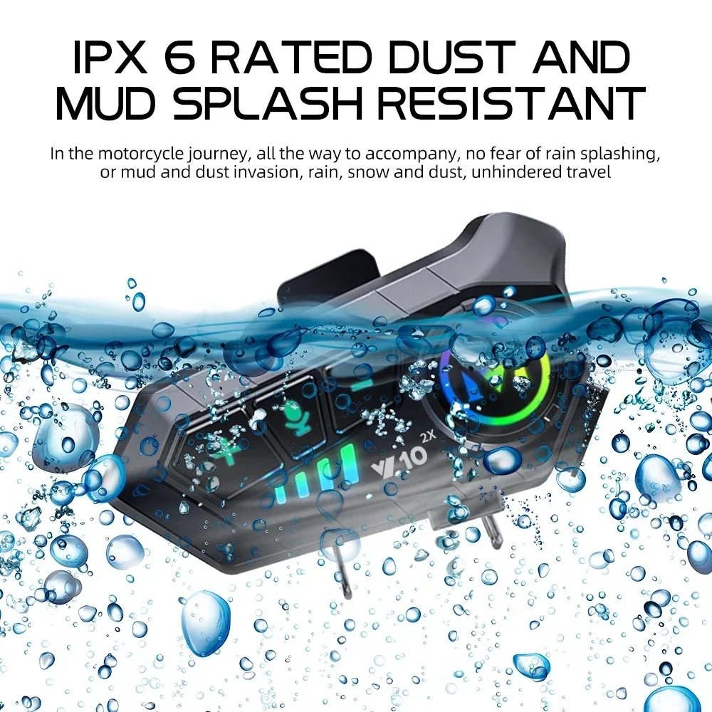V10 2X جهاز اتصال بلوتوث للخوذ - مراجعة Universal Motorcycle Helmet Intercom Headset وسعره