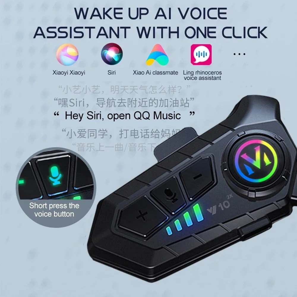 V10 2X جهاز اتصال بلوتوث للخوذ - مراجعة Universal Motorcycle Helmet Intercom Headset وسعره