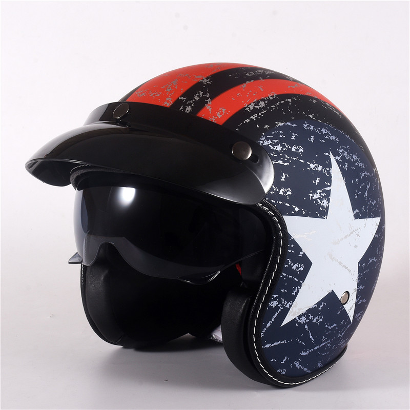 نصف الوجه خوذة دراجة نارية خمر - مراجعة Vintage Open Face Retro Helmet وسعره