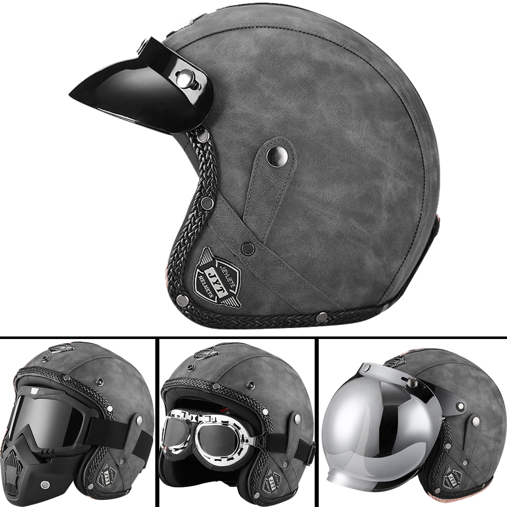 DOT 3/4 مفتوح الوجه دراجة ناري - مراجعة Vintage Open Face Retro Helmet وسعره