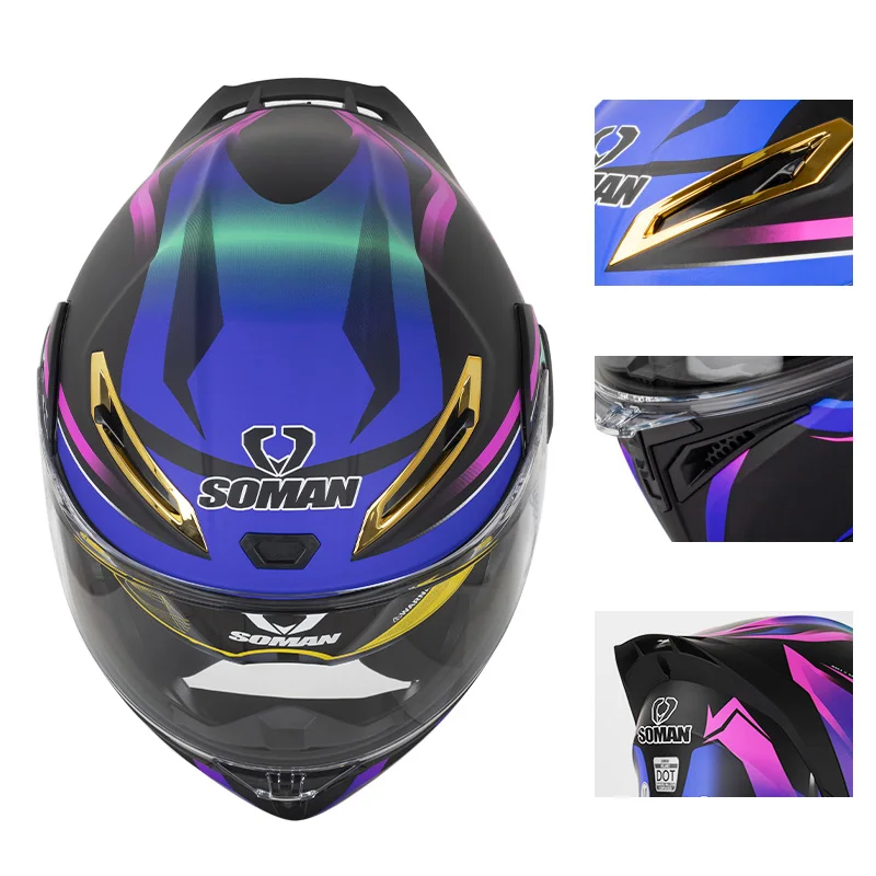 SOMAN خوذة لكامل الوجه عدسة مز - مراجعة Dual Visor Motorcycle Racing Helmet وسعره