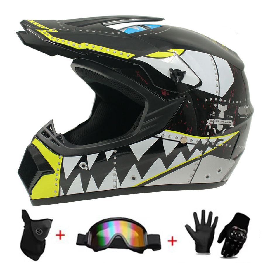 مجموعة خوذات موتوكروس والطرق ا - مراجعة Off Road Motocross Helmet Goggles Set وسعره