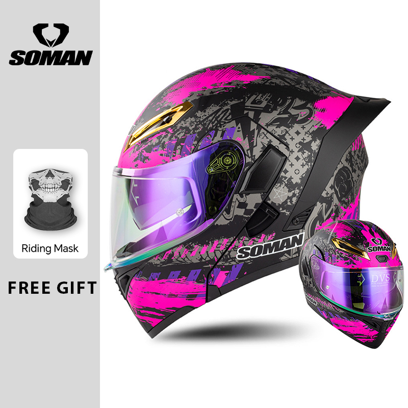 للجنسين DOT المعتمدة المزدوج ق - مراجعة Dual Visor Motorcycle Racing Helmet وسعره