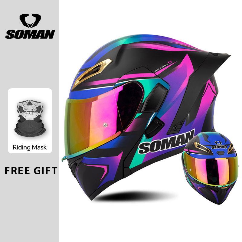 للجنسين DOT المعتمدة المزدوج ق - مراجعة Dual Visor Motorcycle Racing Helmet وسعره