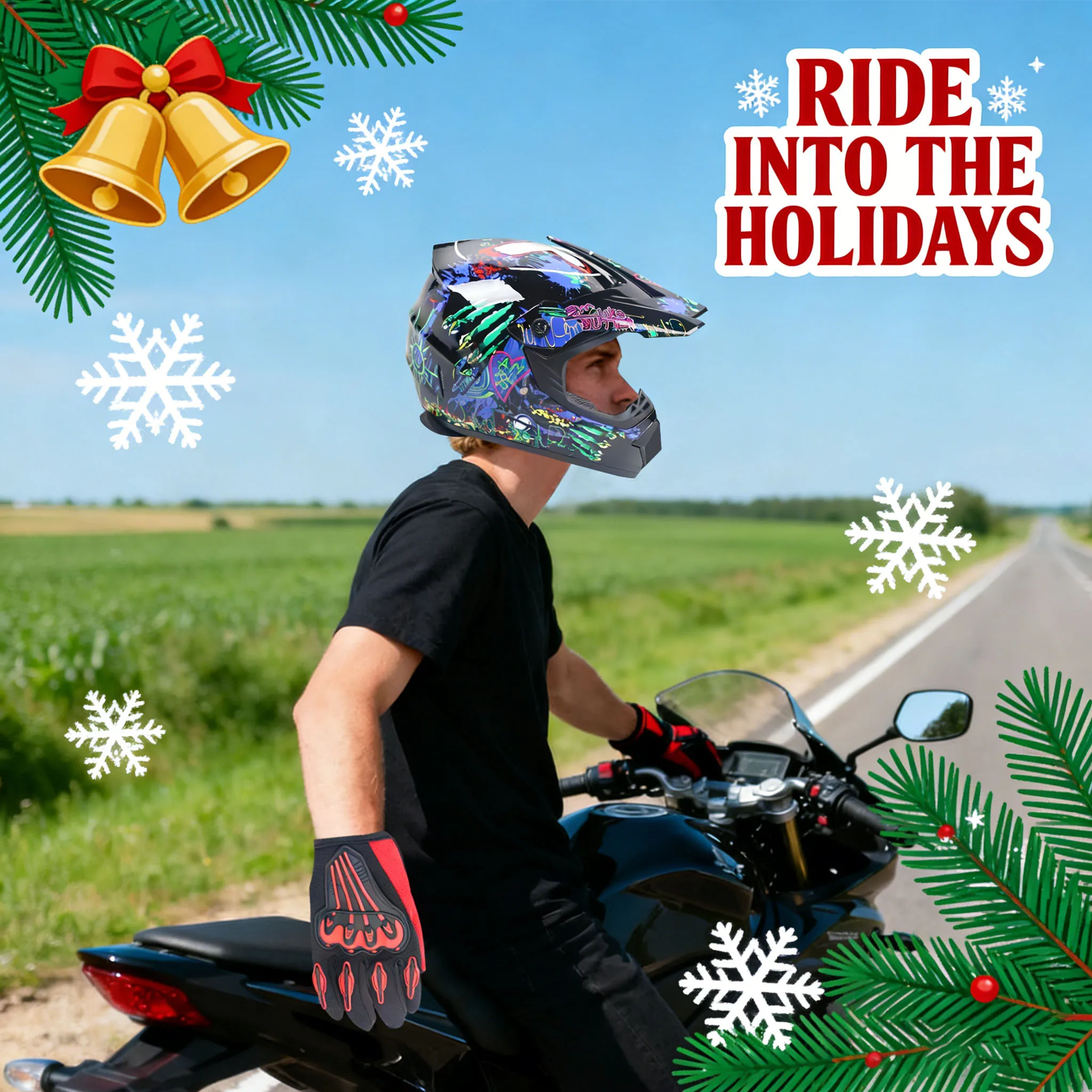 طقم خوذة موتوكروس، خوذات دراجا - مراجعة Off Road Motocross Helmet Goggles Set وسعره