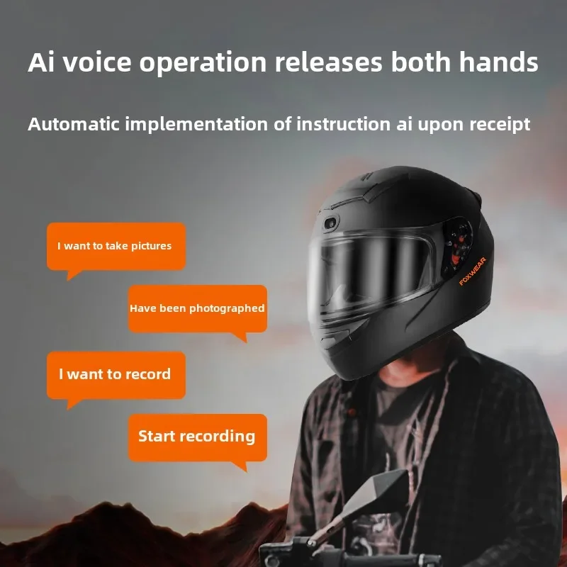 خوذة دراجة نارية ذكية AI مع كا - مراجعة Full Face Motorcycle Helmet With Bluetooth وسعره