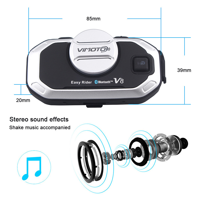 فيموتو V8 دراجة نارية خوذة سما - مراجعة Universal Motorcycle Helmet Intercom Headset وسعره
