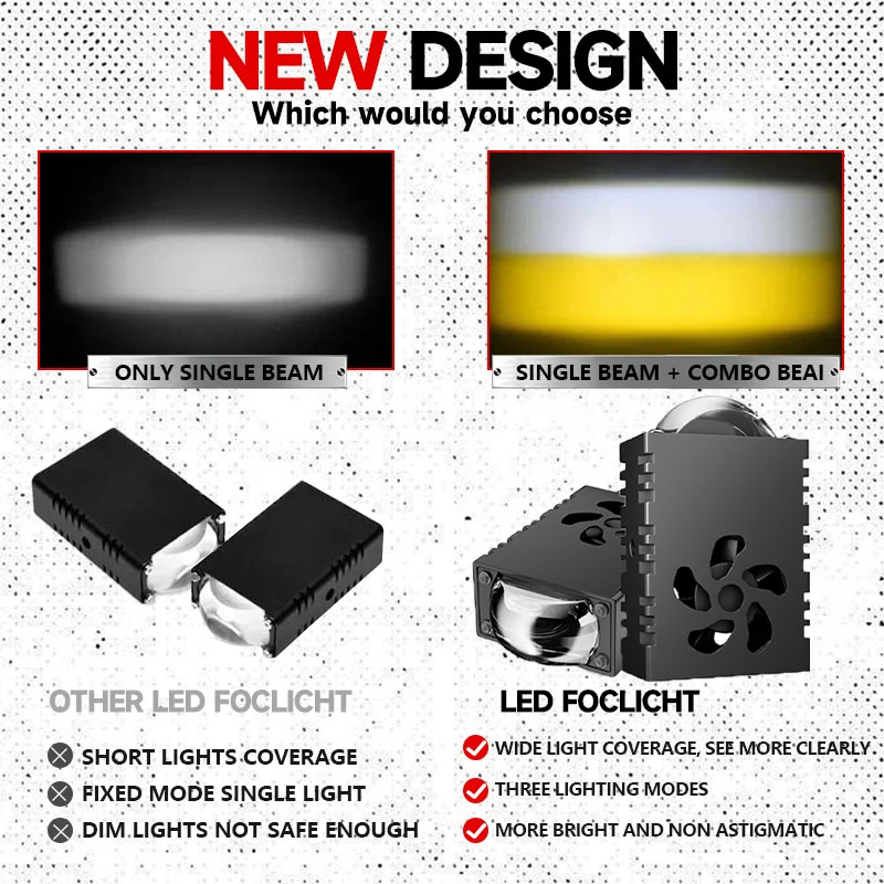 1 قطعة/2 قطعة مصباح قيادة LED  - مراجعة Universal Motorcycle Led Headlight Projector وسعره