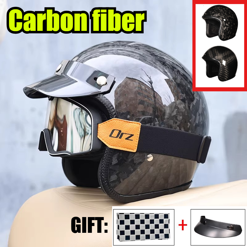 خوذة دراجة نارية كلاسيكية من أ - مراجعة Carbon Fiber Lightweight Motorcycle Helmet وسعره