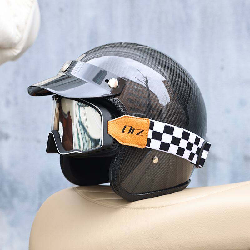 خوذة دراجة نارية كلاسيكية من أ - مراجعة Carbon Fiber Lightweight Motorcycle Helmet وسعره